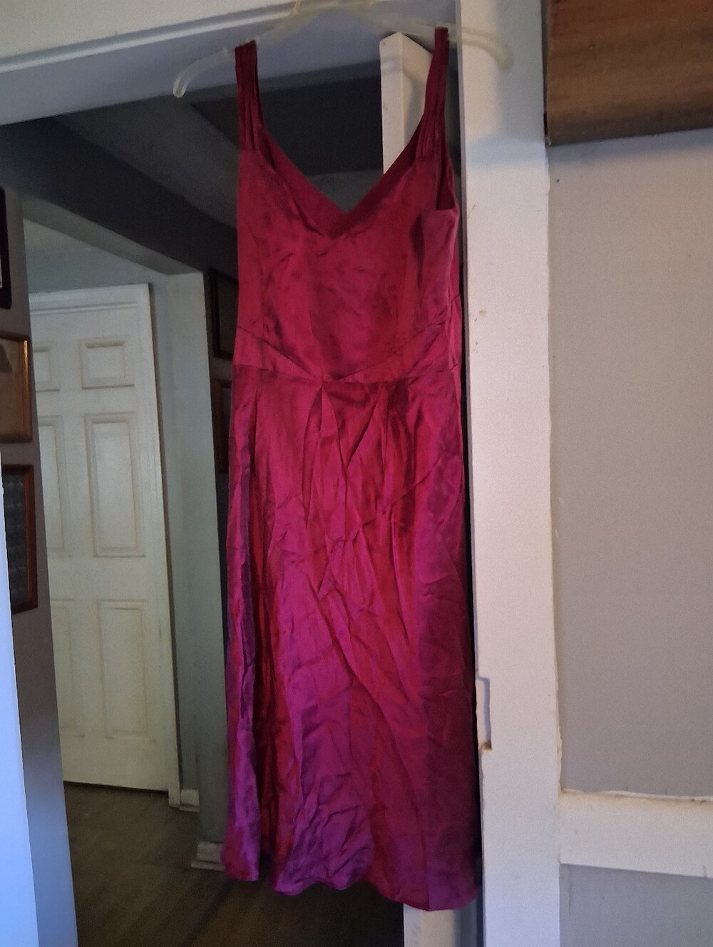 LOFT Magenta Satin Maxi Slip Dress